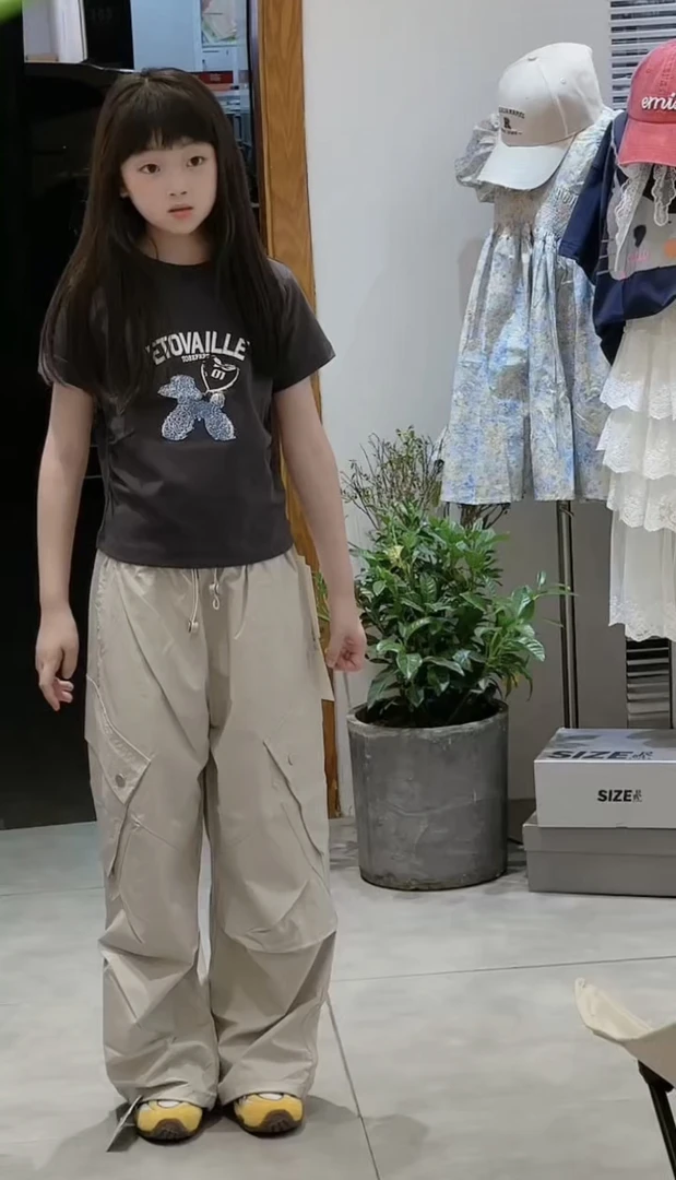 YOUUNNE夏季新款韩系儿童潮牌薄工装裤男女童休闲裤