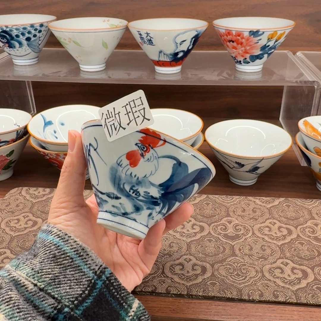 釉下手绘茶具微瑕