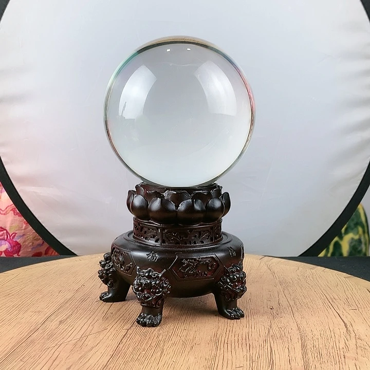 石材白水晶球直径15带高档底座