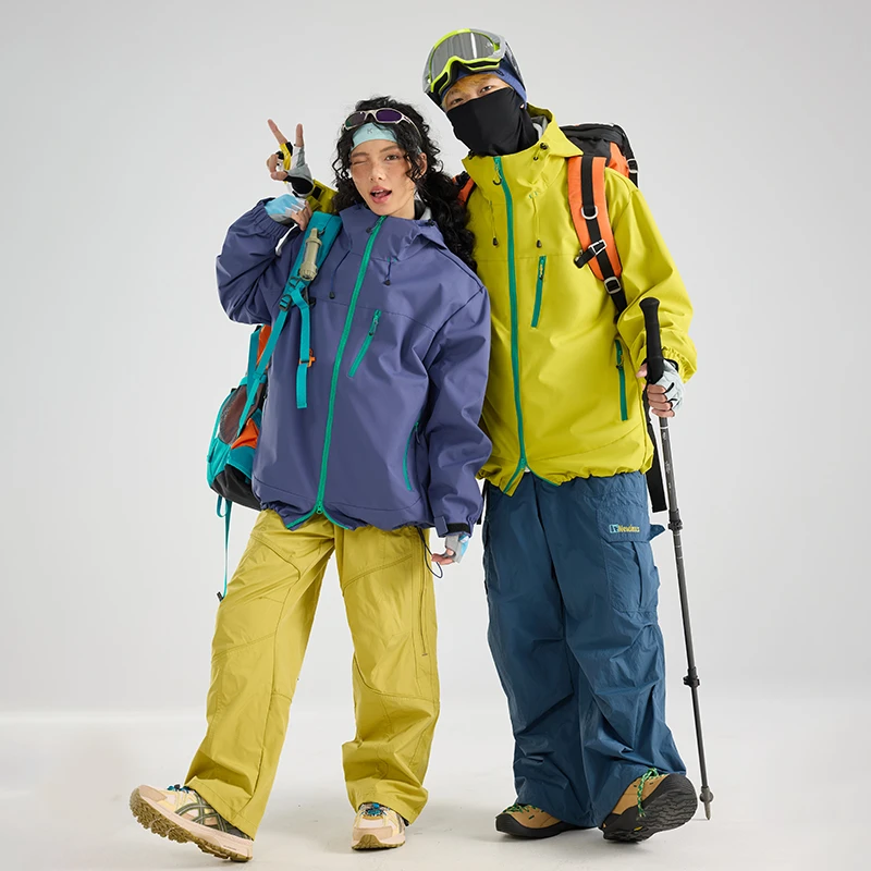 情侣多巴胺色系冲锋衣女男外套三合一摇粒绒内胆两件套户外登山服