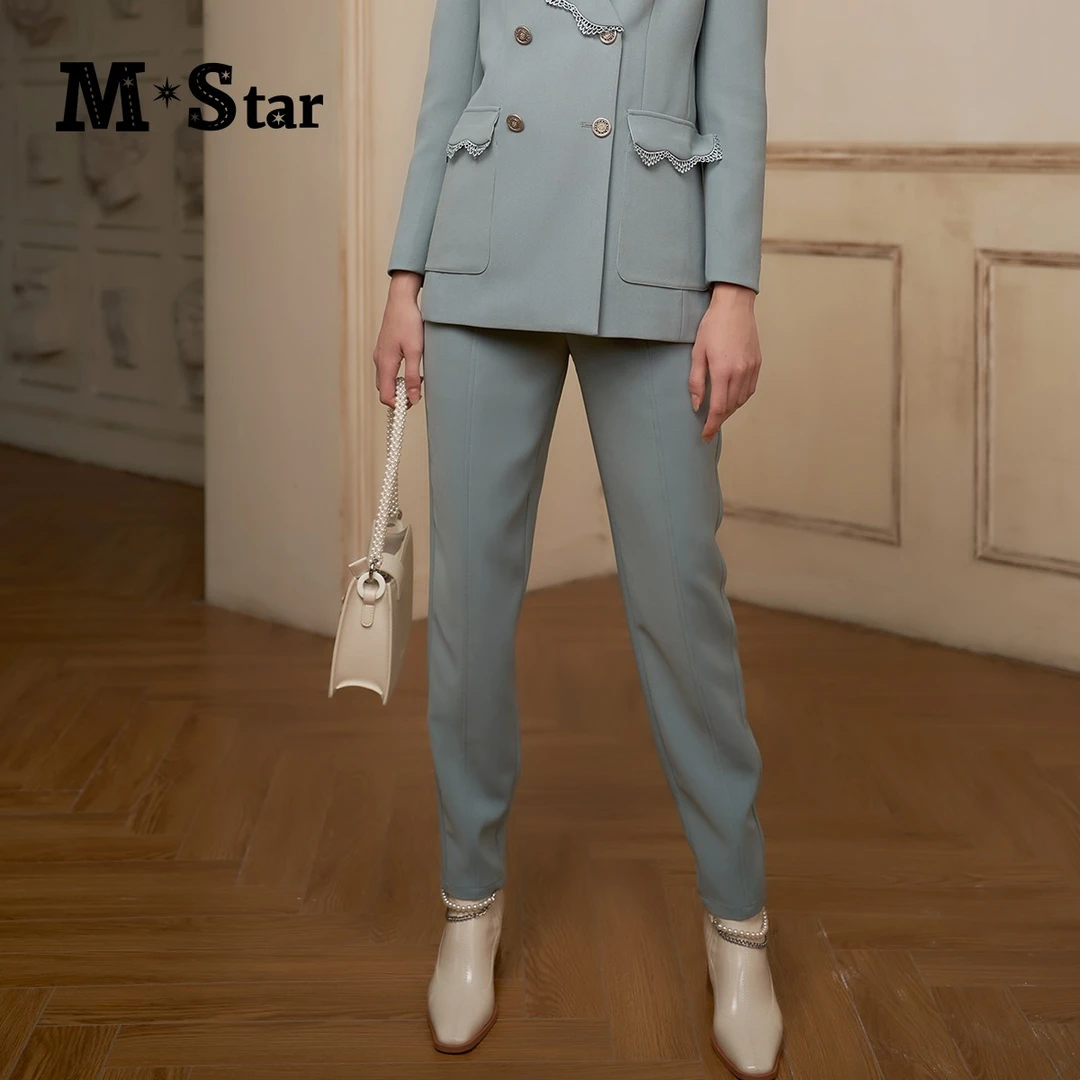M-Star纯色翻边铅笔裤休闲西装裤SC113C1612