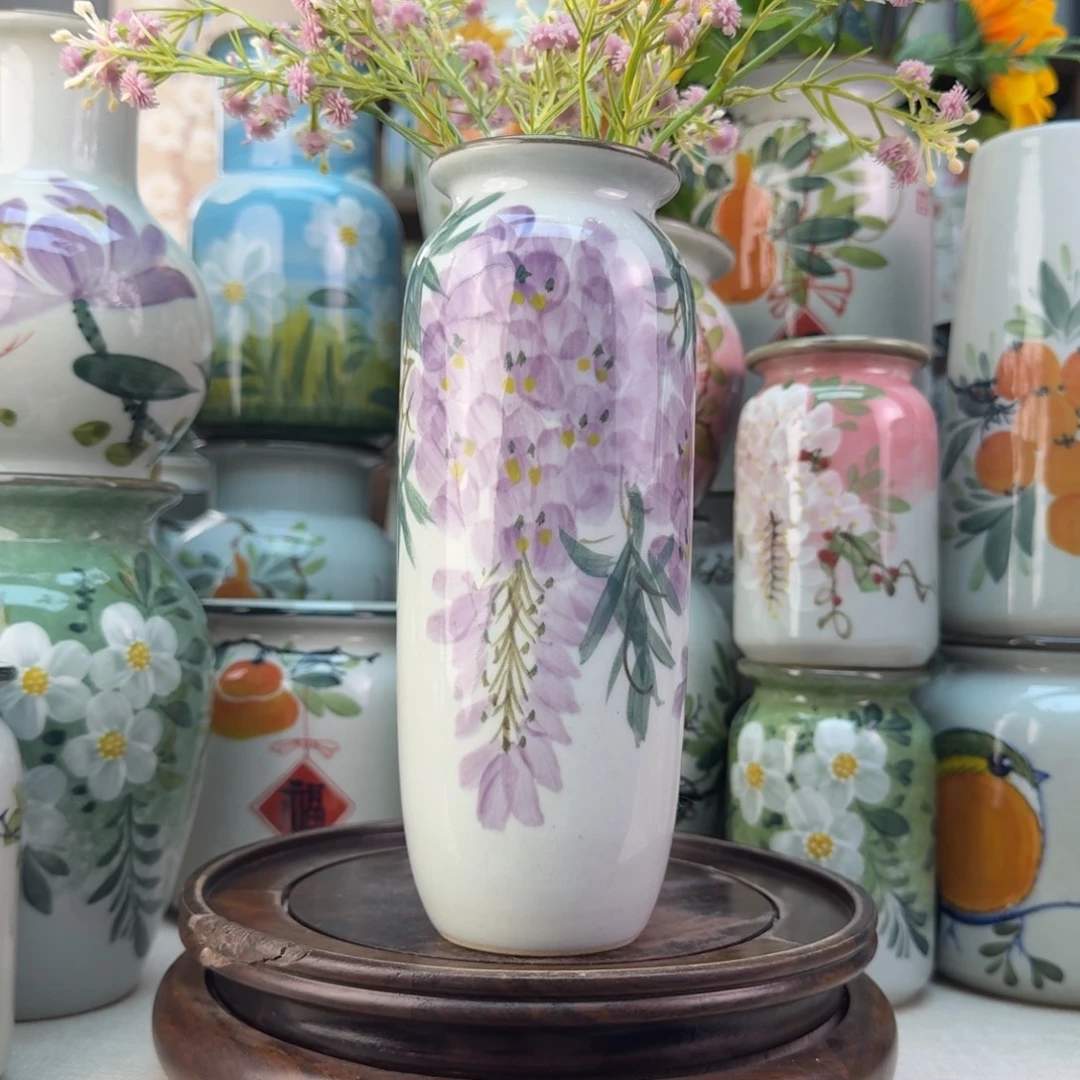 景德镇陶瓷手绘花瓶无孔