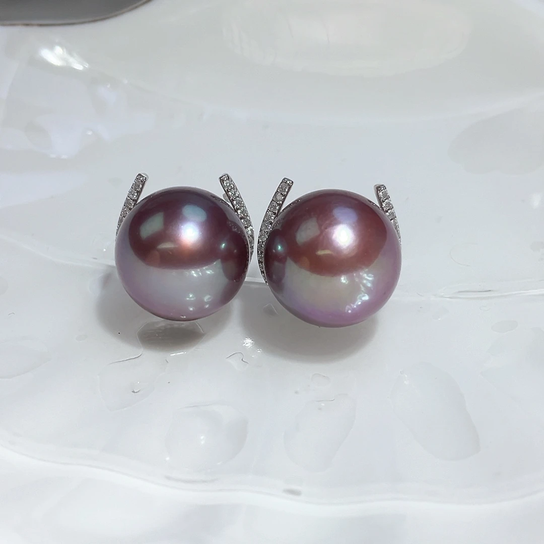 淡水珍珠耳饰银S925镶嵌