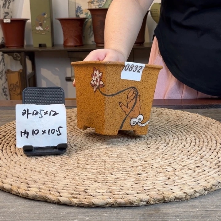 紫砂花盆 柴烧佛手小签筒0832