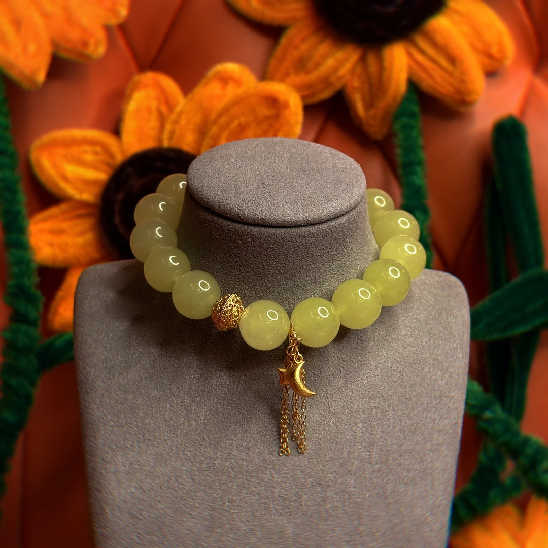 壹屿珠宝 202535 18k金配件和田玉黄口典藏手串