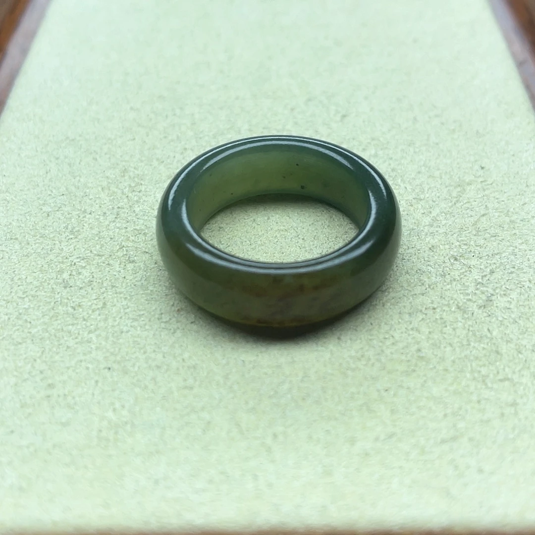未镶嵌戒指和田玉110切末蓝带糖宽条17码
