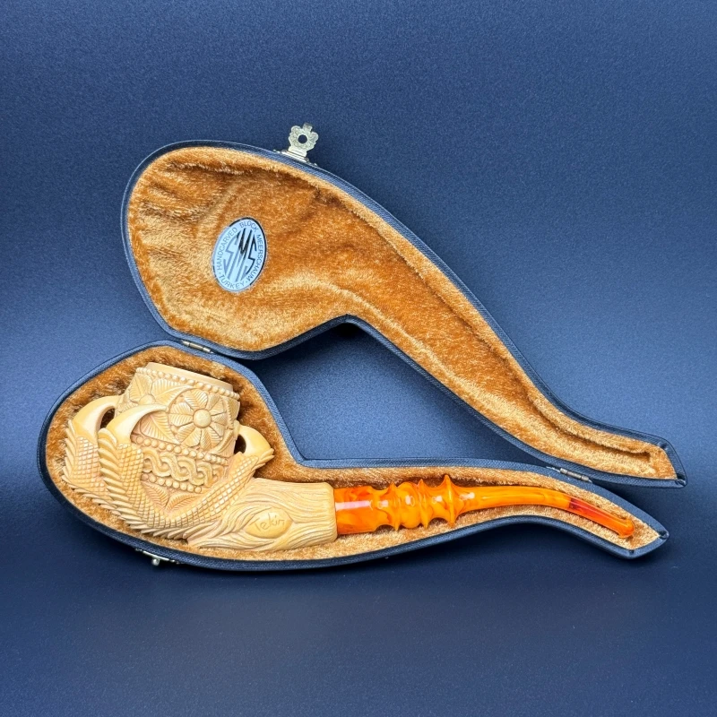 SMS土耳其进口手工雕刻龙爪花篮海泡石烟斗 Tekin签名