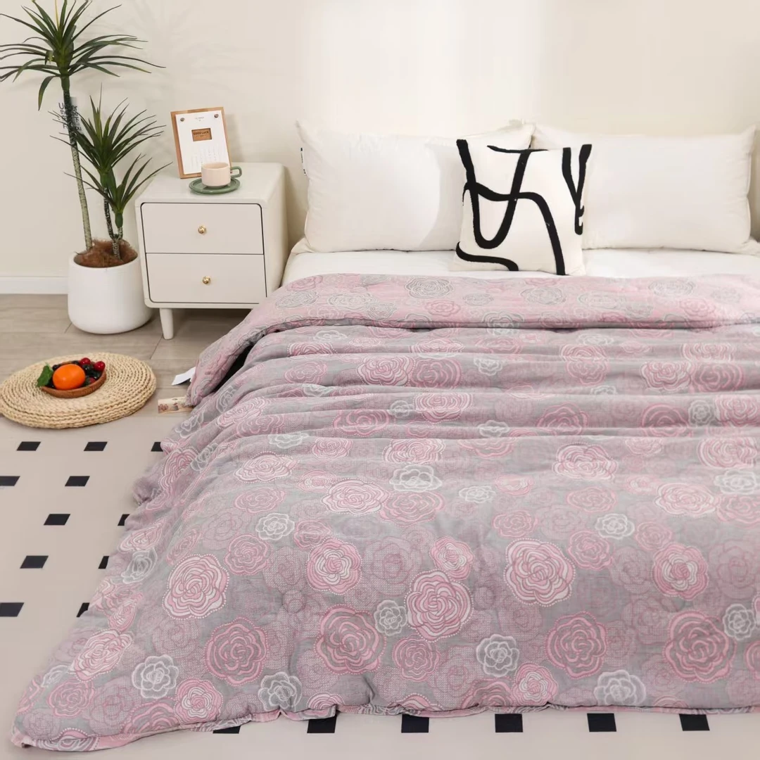 双层纱冬被【粉色绽放】200*230 A类可水洗 柔软亲肤