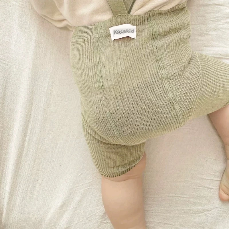 春季宝宝背带裤a类棉夏季打底护肚举重裤婴幼儿男女儿童背带裤子