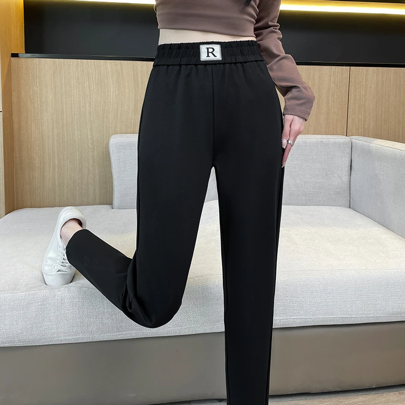 高腰显瘦哈伦小脚裤女2025新款春夏季萝卜裤小个子宽松运动休闲裤