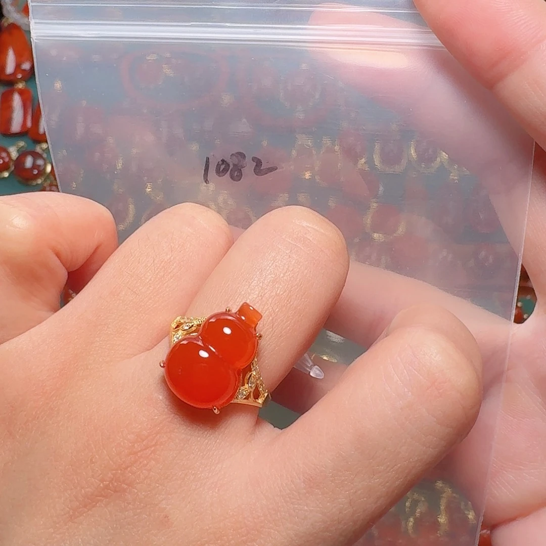 南红玛瑙银S925镶嵌戒指