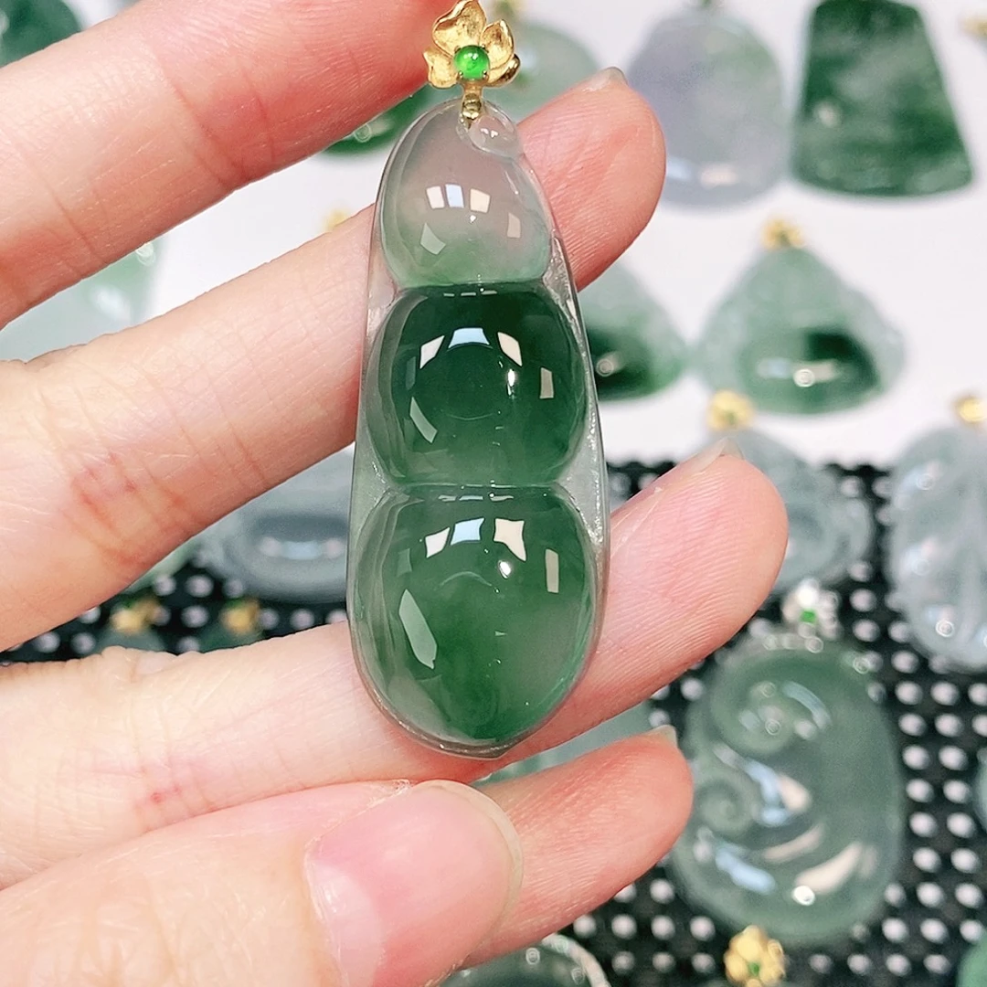 吊坠(不含链)18K金镶嵌翡翠