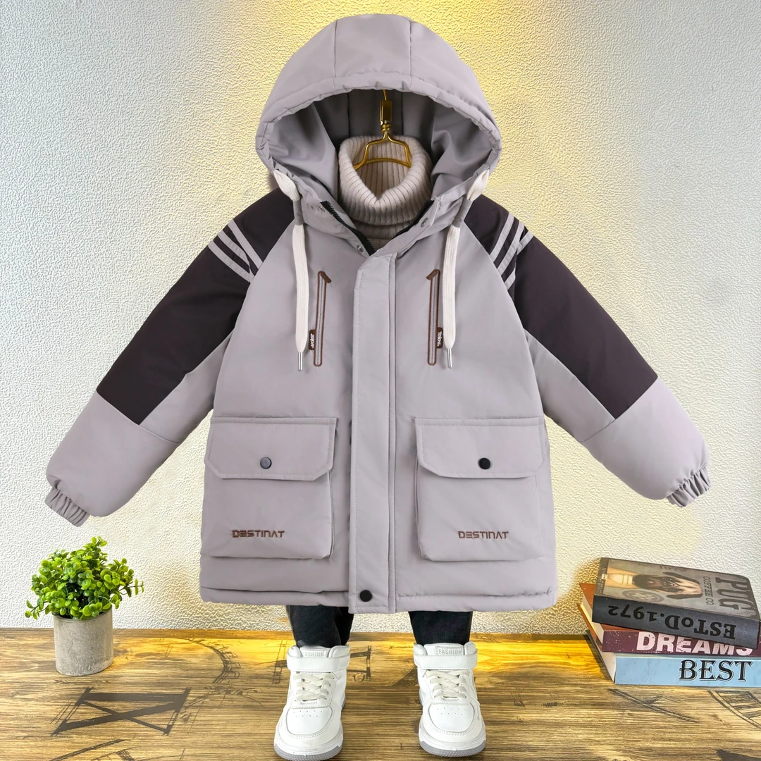 加厚洋气男童冬季连帽加绒冲锋衣棉服外套