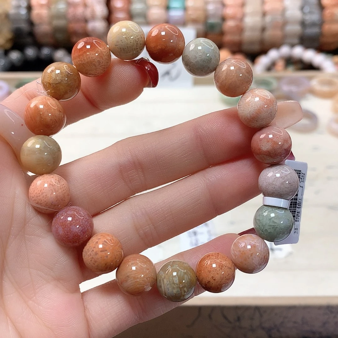 硅化珊瑚（珊瑚玉）手链未镶嵌红**糕989