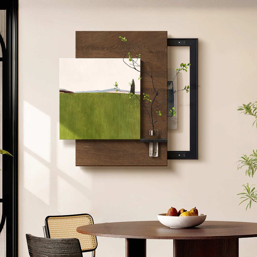 法式中古风水培绿植电表箱遮挡装饰画餐厅电闸配电箱可推拉挂画