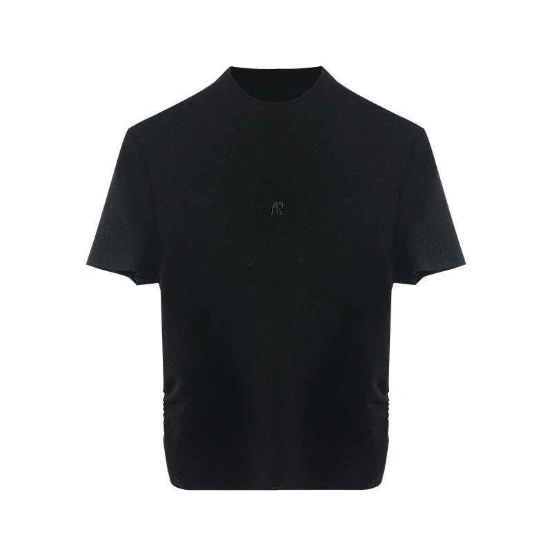 【艾家商场同款】2025夏新款时尚简约打底短袖针织衫女8019