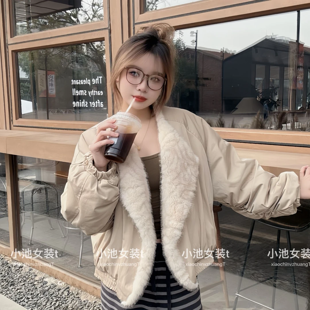 XIAOCHI《小池》三色双面穿小花狐貂欧貂绒毛毛外套