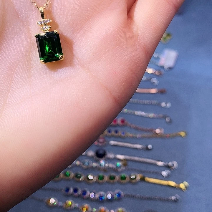 透辉石吊坠银S925镶嵌