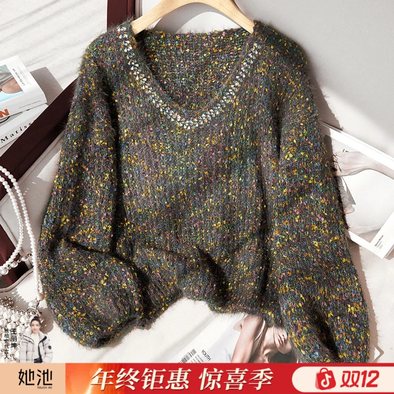 丝柏舍2025冬装新款女装时尚套头休闲简约长袖宽松毛衣S43F0162M