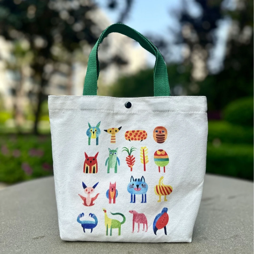 现货批发ins风卡通棉帆布环保手袋帆布袋日式风格必备可批日袋