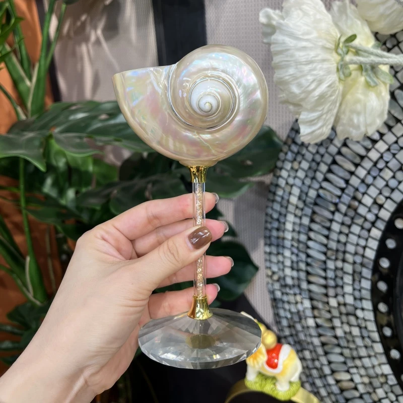 T轻奢个性天然海螺贝壳高脚杯手工创意香槟红酒杯子伴手礼