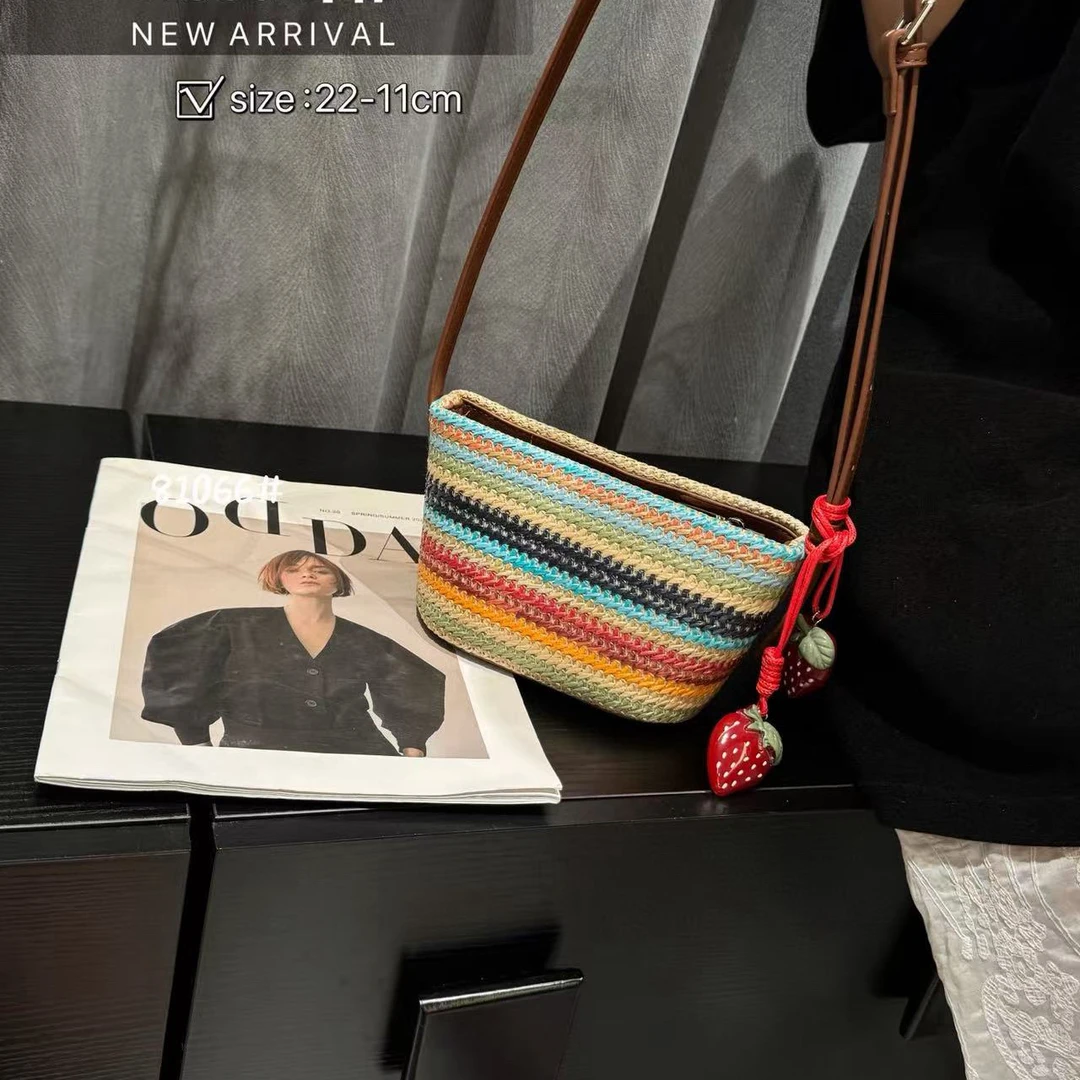 CaiCai偲偲潮包【真皮】轻奢彩虹包包单肩斜挎时尚百搭81066