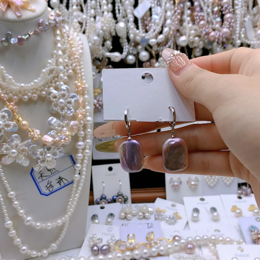 银S925镶嵌耳饰淡水珍珠c****）