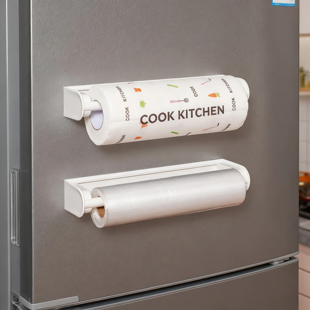 磁吸纸巾架卷纸架冰箱侧收纳一次性抹布架免打孔壁挂厨房保鲜膜架