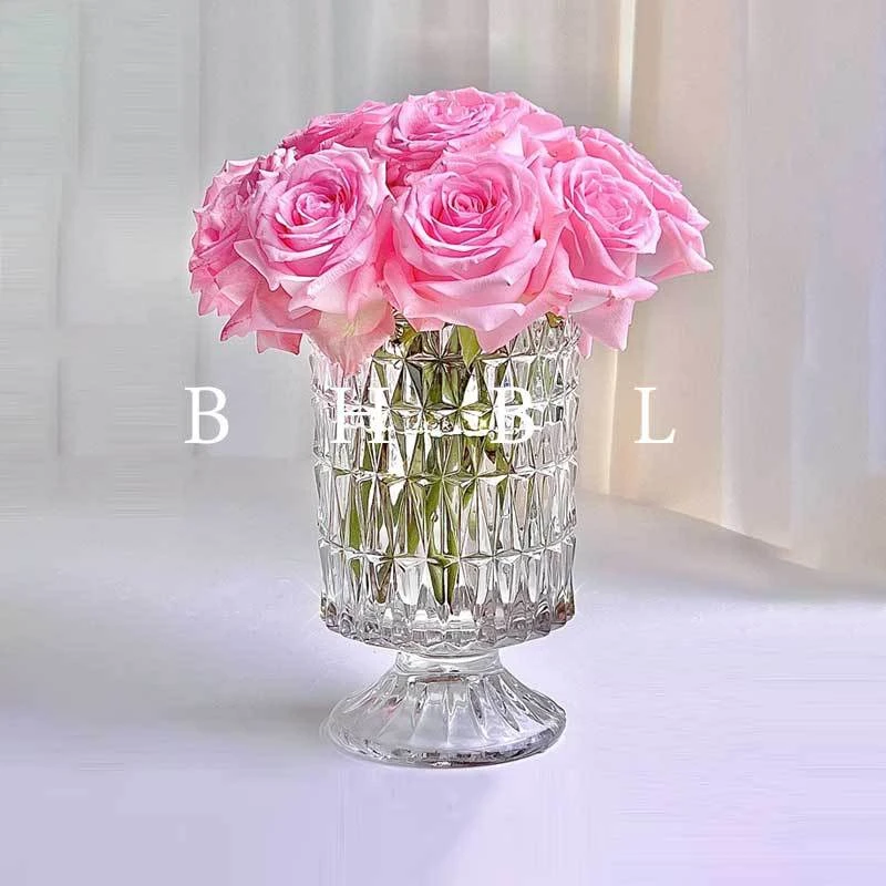 创意玻璃瓶浮雕设计网红欧式质感鲜花摆放玫瑰客厅装饰小件