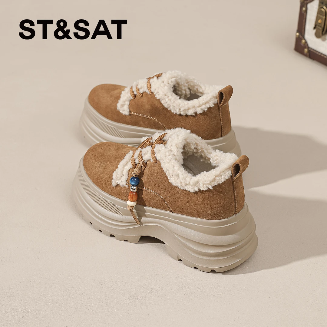 星期六加绒厚底勃肯鞋女款2025新款冬季保暖棉鞋小个子增高休闲鞋