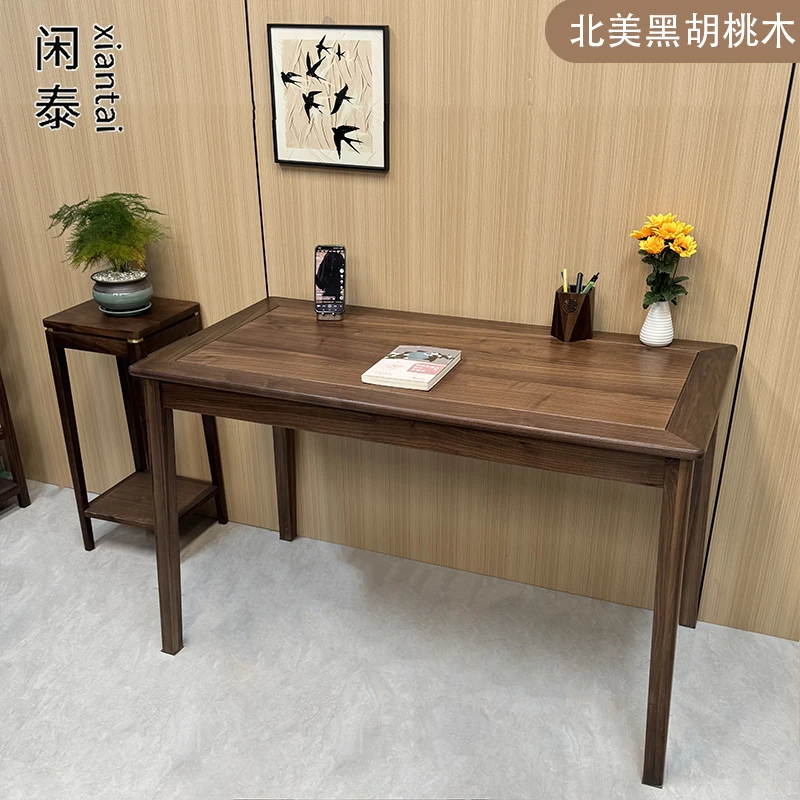 闲泰北美黑胡桃木写字桌梳妆台长方形桌子小电脑桌家用书桌梳妆台