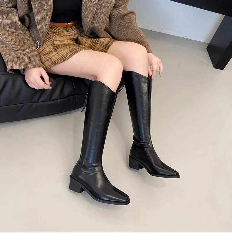 0101时装靴小个子小腿粗靴子女鞋百搭高跟骑士不过膝尖头