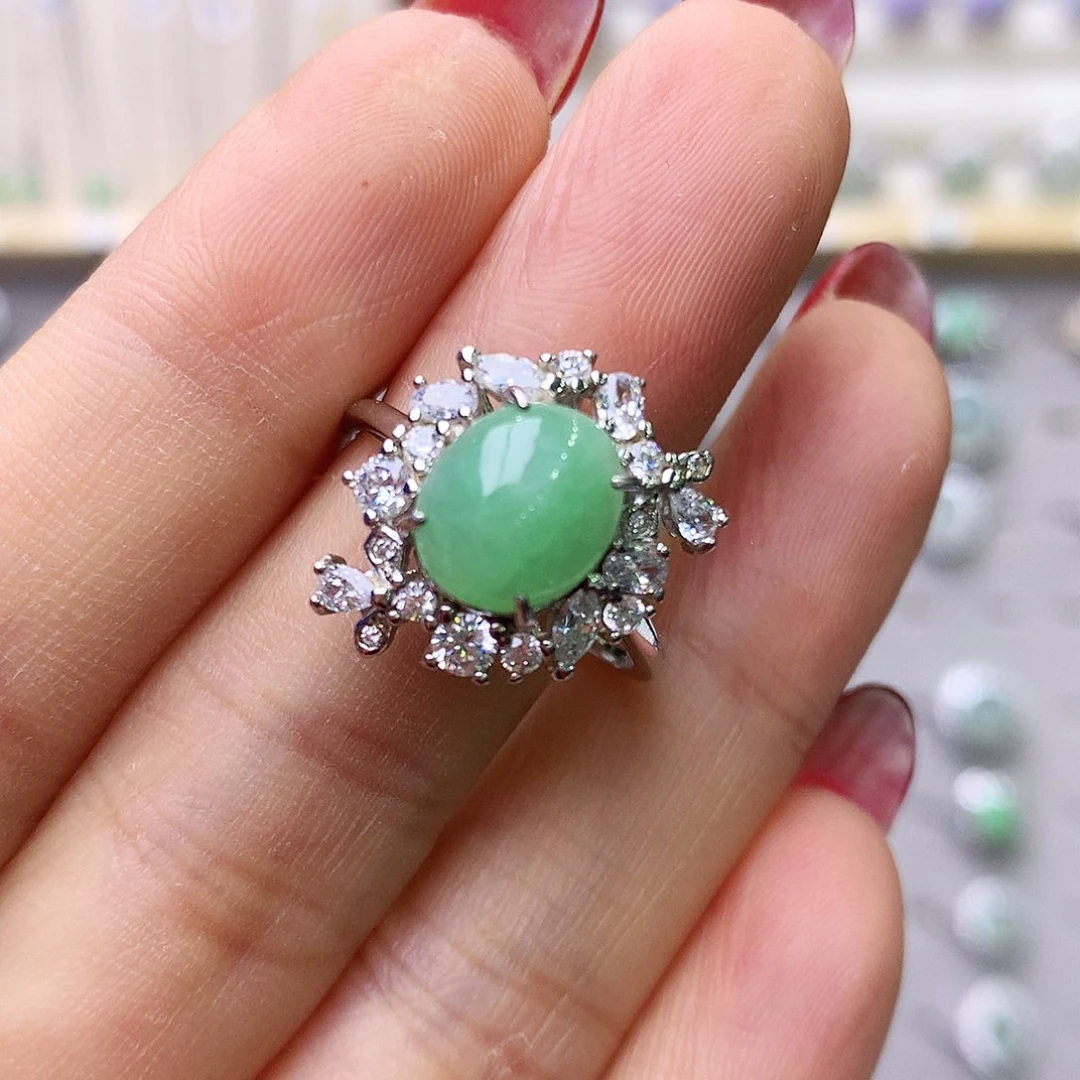 银S925镶嵌戒指翡翠083