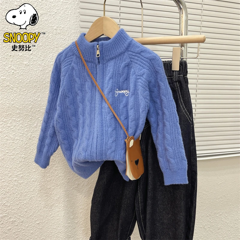 Snoopy/史努比男女童秋冬洋气宝宝儿童毛衣针织开衫外套时尚韩版