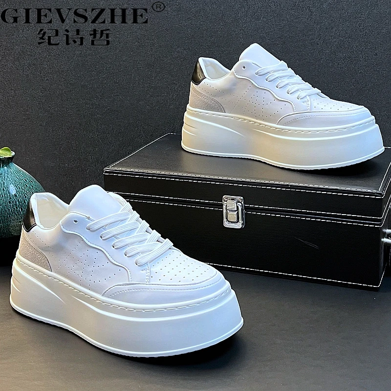 纪诗哲鞋子男款厚底增高小白鞋韩版简约百搭休闲鞋2025新款运动鞋