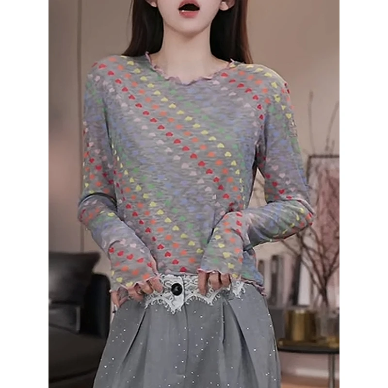 韩系灰色薄款长袖T恤女2025夏季新款气质显瘦防晒罩衫小个子上衣