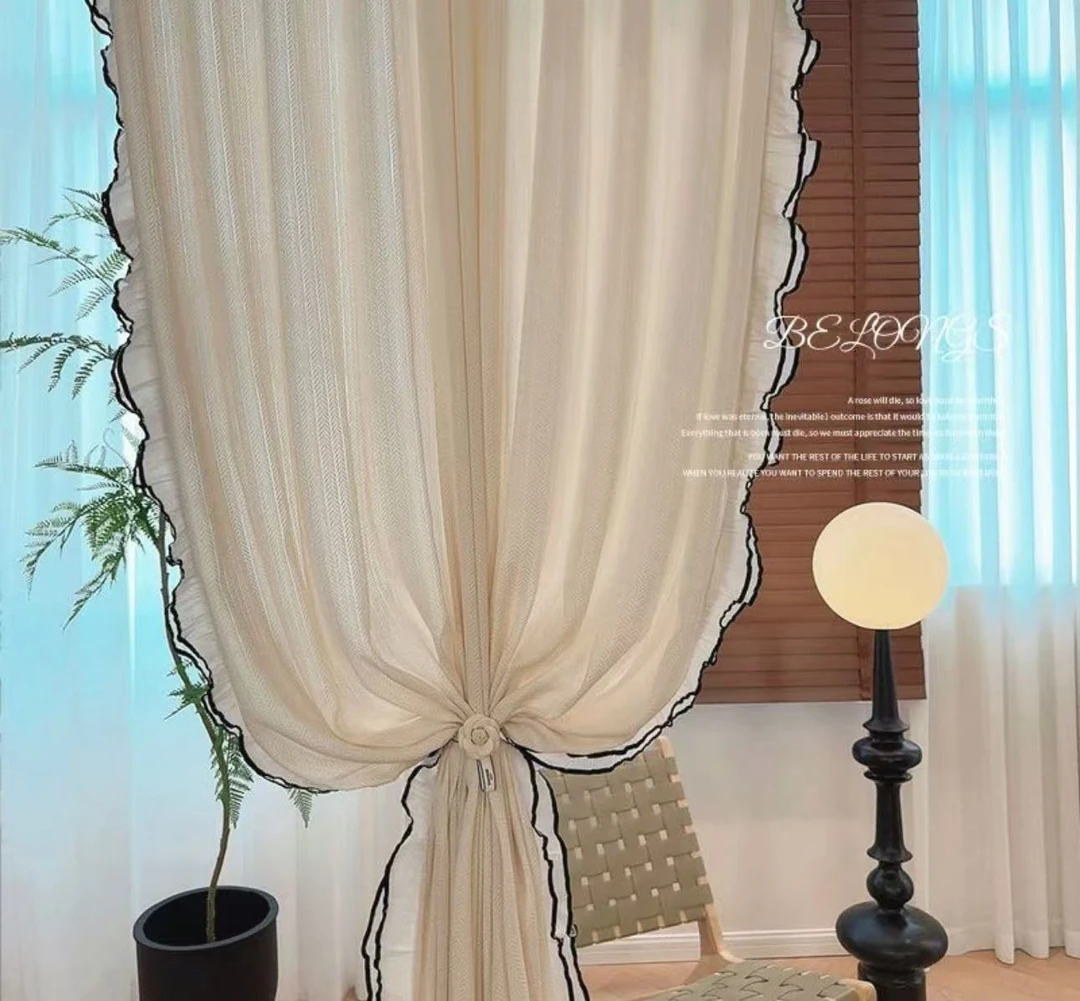 奶油风窗帘窗纱客厅卧室书房