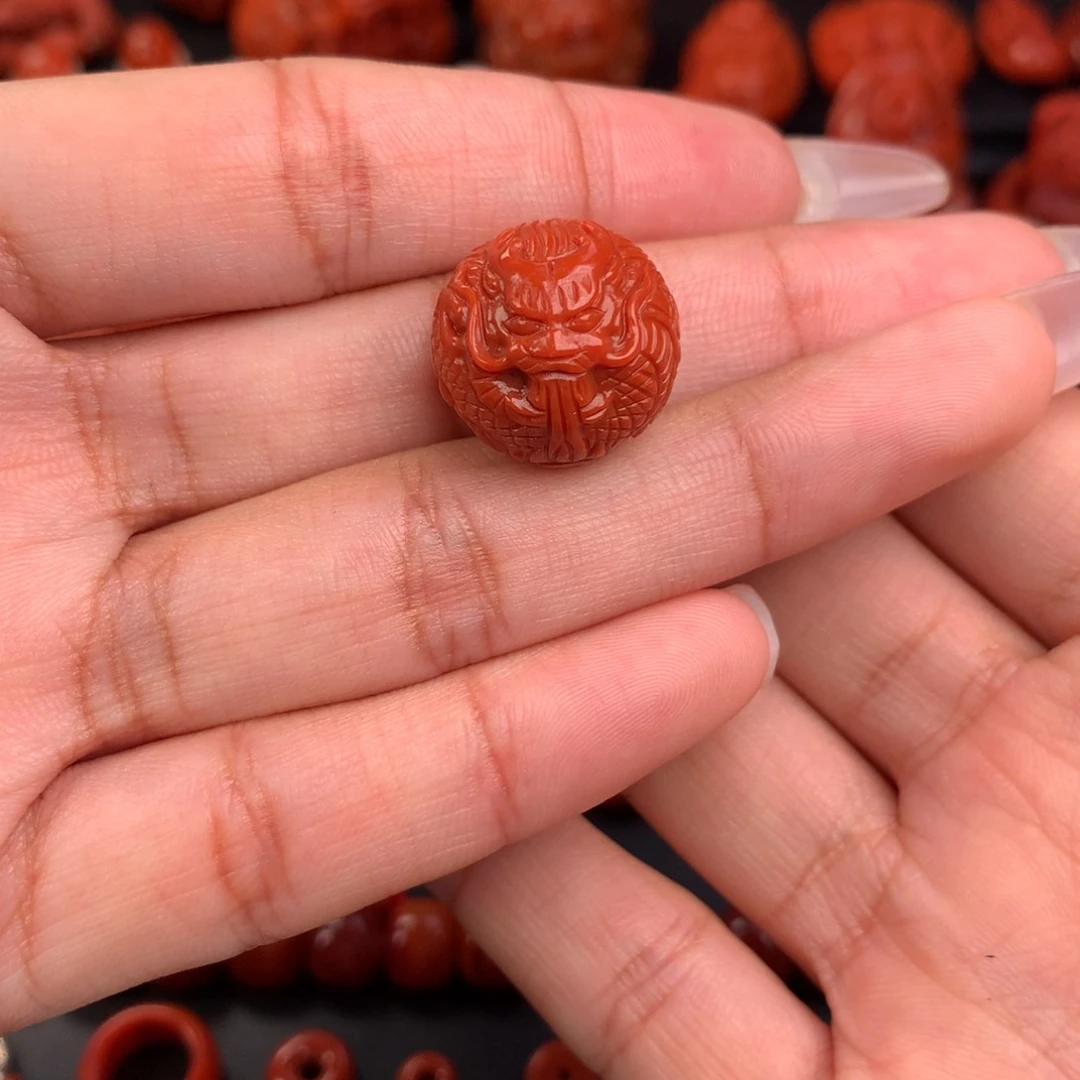 南红玛瑙精工雕刻龙珠17+未镶嵌