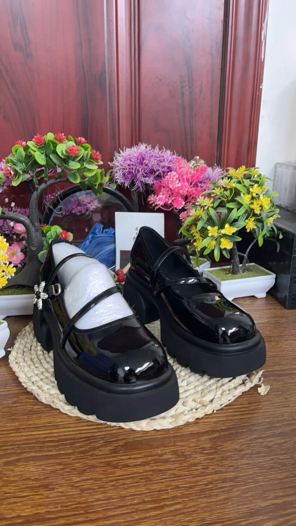 缘缘圆头纯色厚底气质玛丽珍女鞋16007