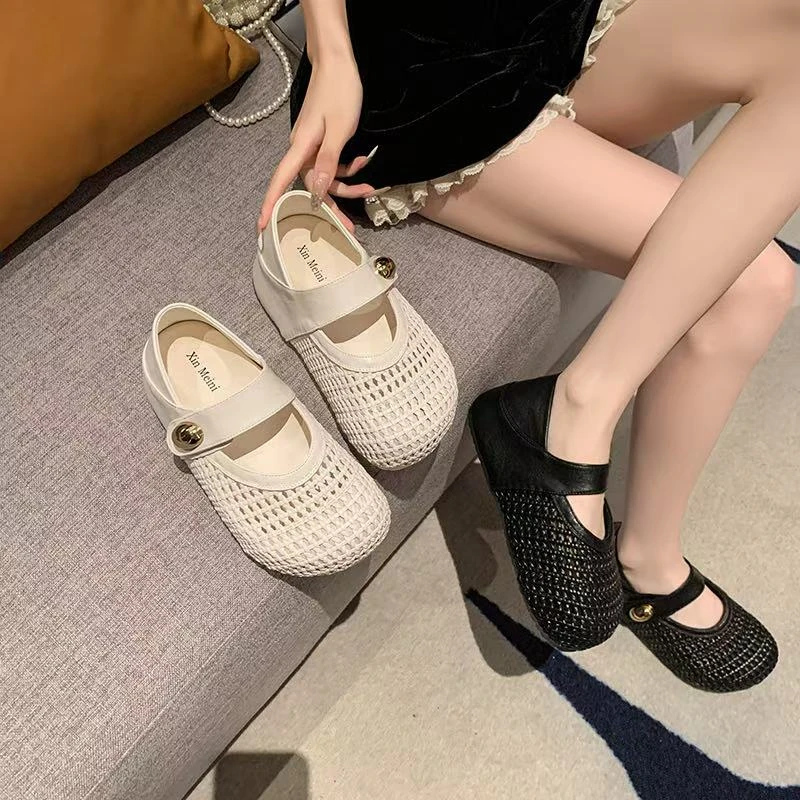 【断码清货】内增高两穿透气时尚女鞋高级感夏季洞洞鞋编织软底