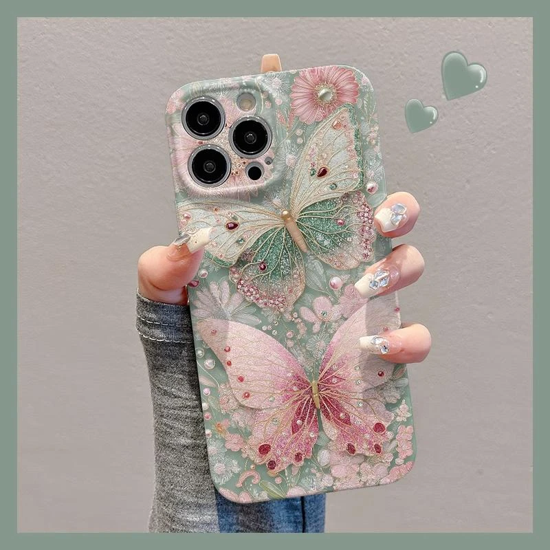 古典花朵蝴蝶适用iphone16菲林手机壳华为pura70vivo小米15oppo套