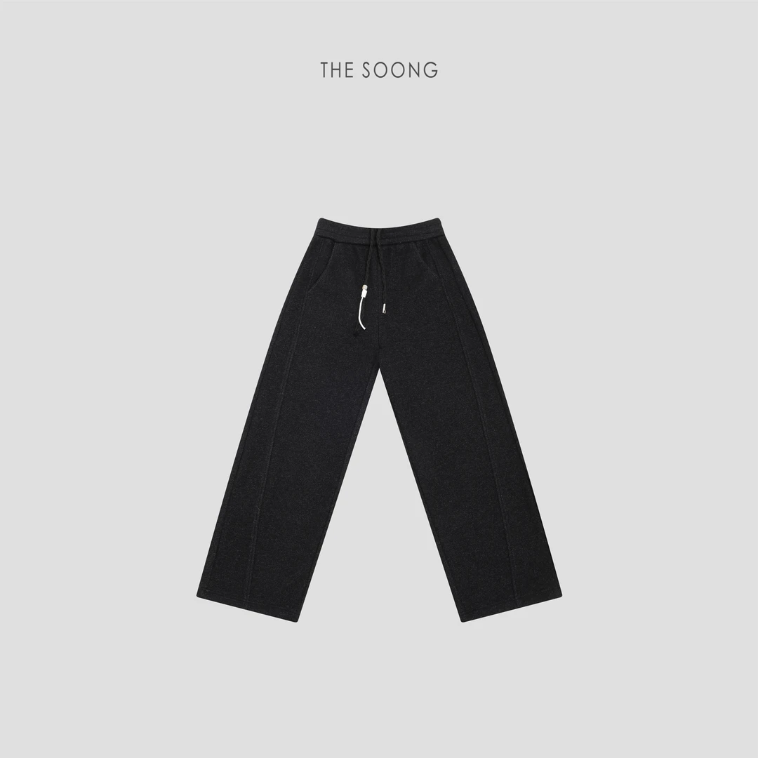 THESOONG|"雾面暖感"醋酸羊毛缎面锁温云绒暖感中腰休闲裤WKZ8266