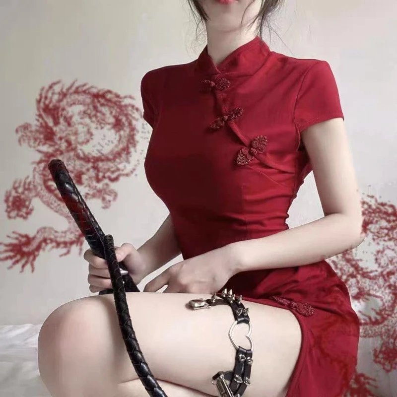 复古小个子短款旗袍慵懒女千金感贵百搭高冷酷飒女装