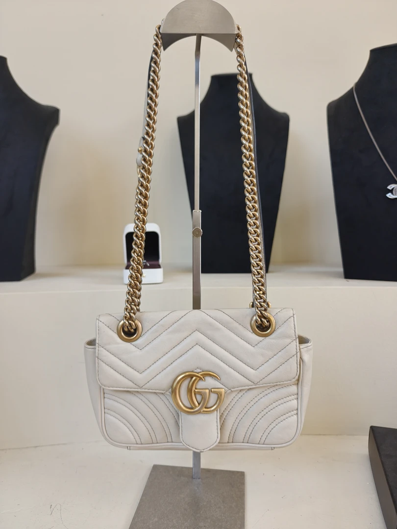 95新 GUCCI/古驰 95新 GUCCI 古驰白金马蒙22链条包二奢单肩包