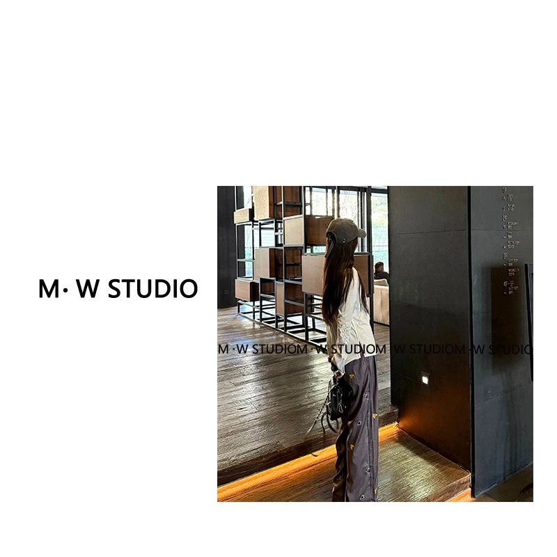 M·W STUDIO 【巴塞植物园】2025新款刺绣条纹西装阔腿裤休闲设计感