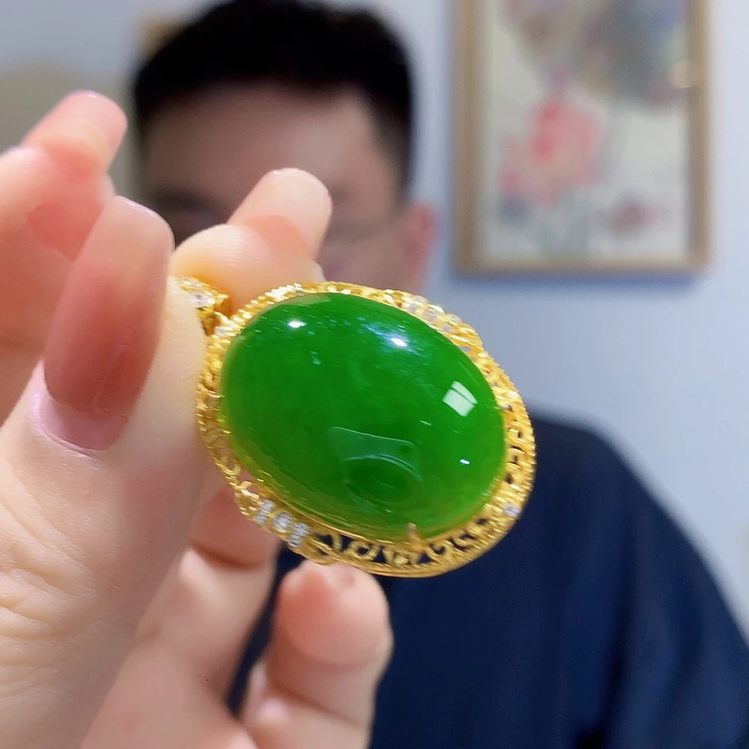 和田玉（碧玉）银S925镀金镶嵌颈饰