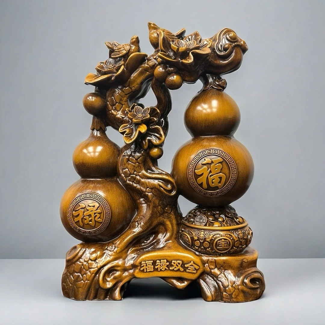 【福禄双全】中式葫芦桌面装饰摆件（高20cm）