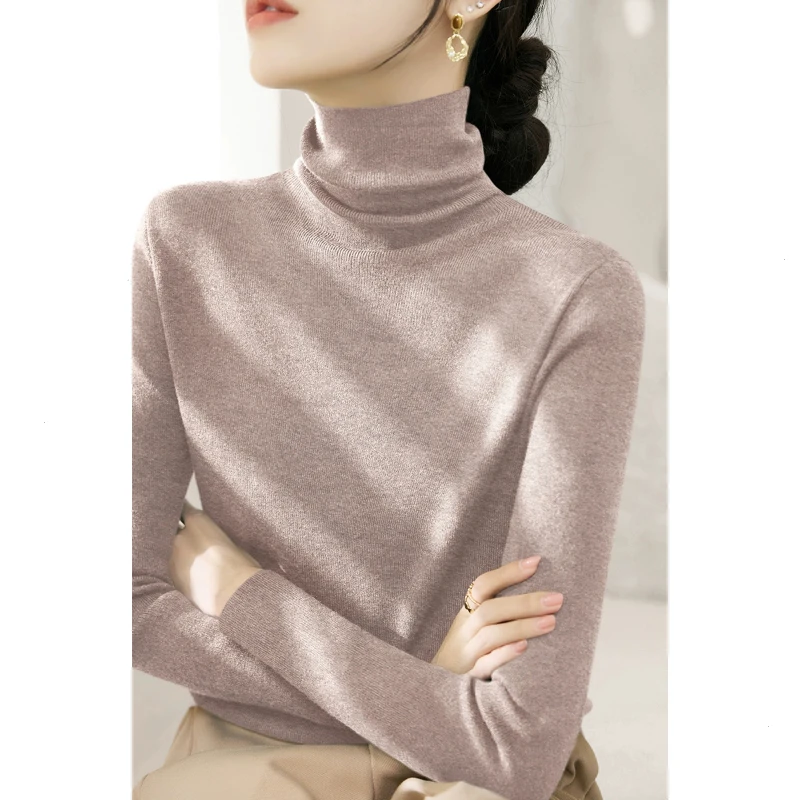 新款内搭高级灰堆堆领大衣针织衫羊毛秋冬季外套长袖女装打底上衣