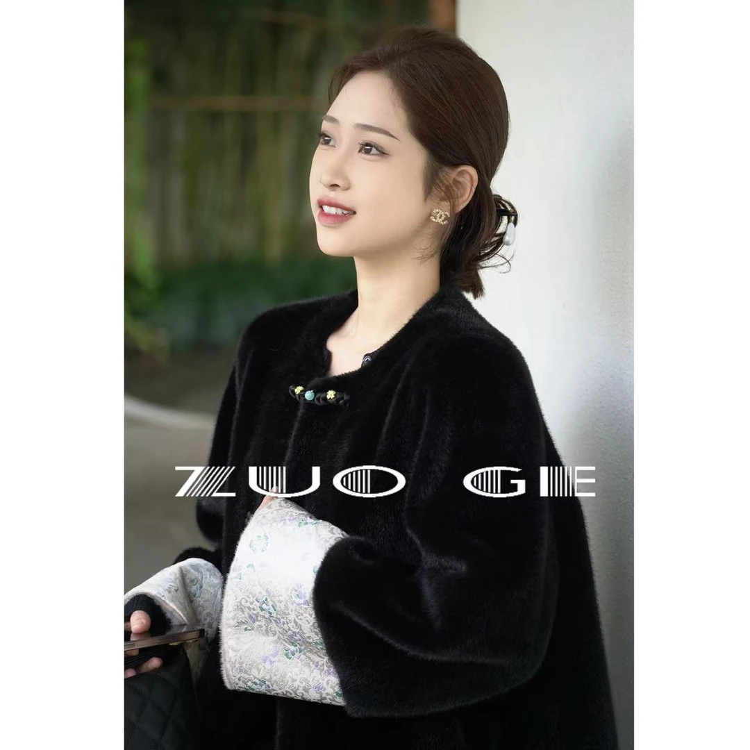 ZUOGE-新中式国风雪兰貂毛毛外套-不带珠串