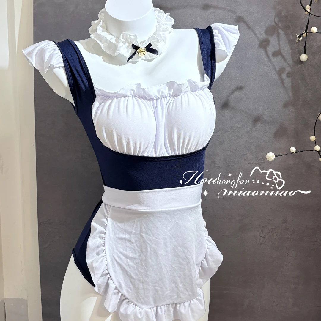 后空翻喵喵【奶乖奶乖】纯欲可爱仆风带胸垫连衣裙